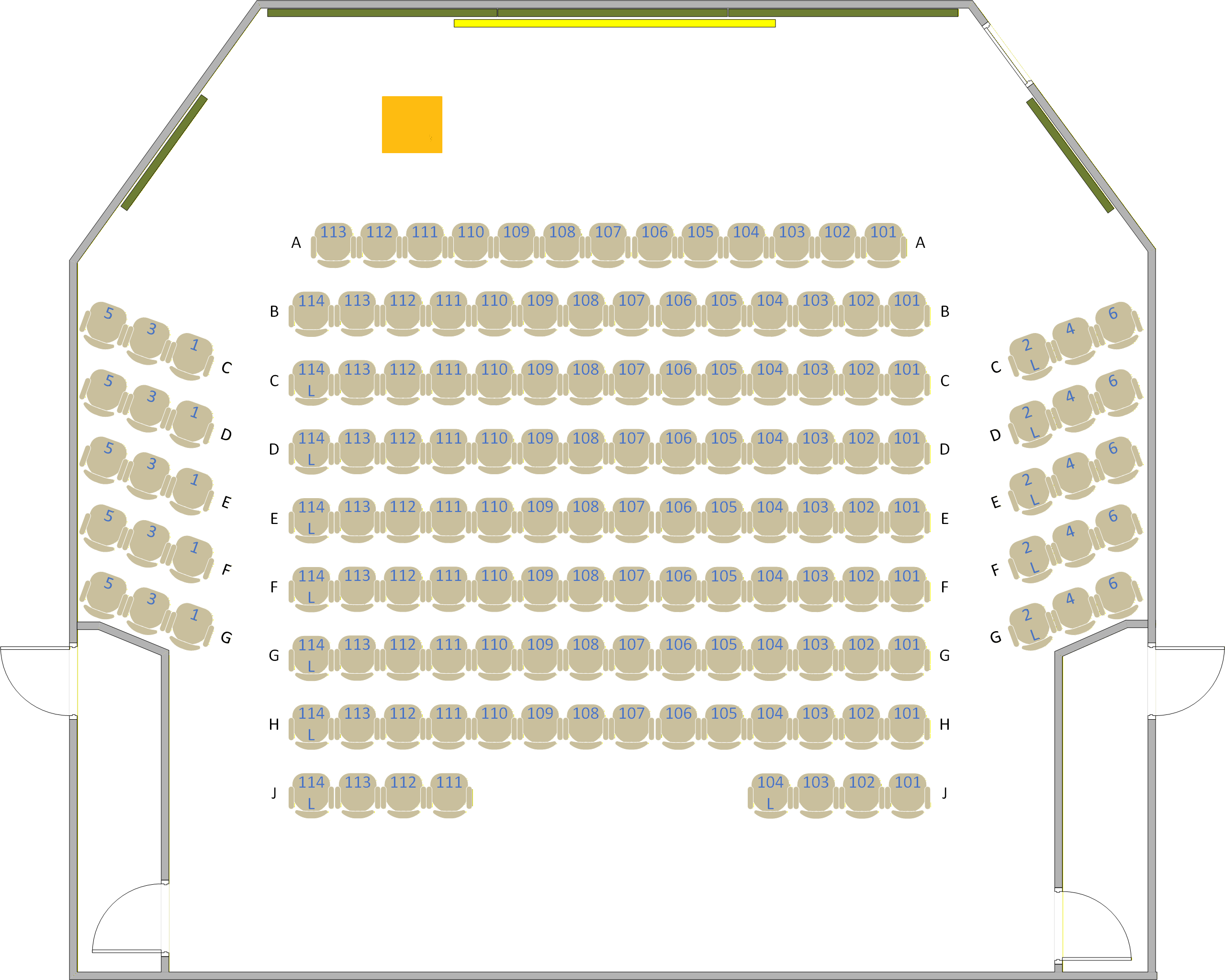 Buchanan Hall - 1920 Seating Chart
