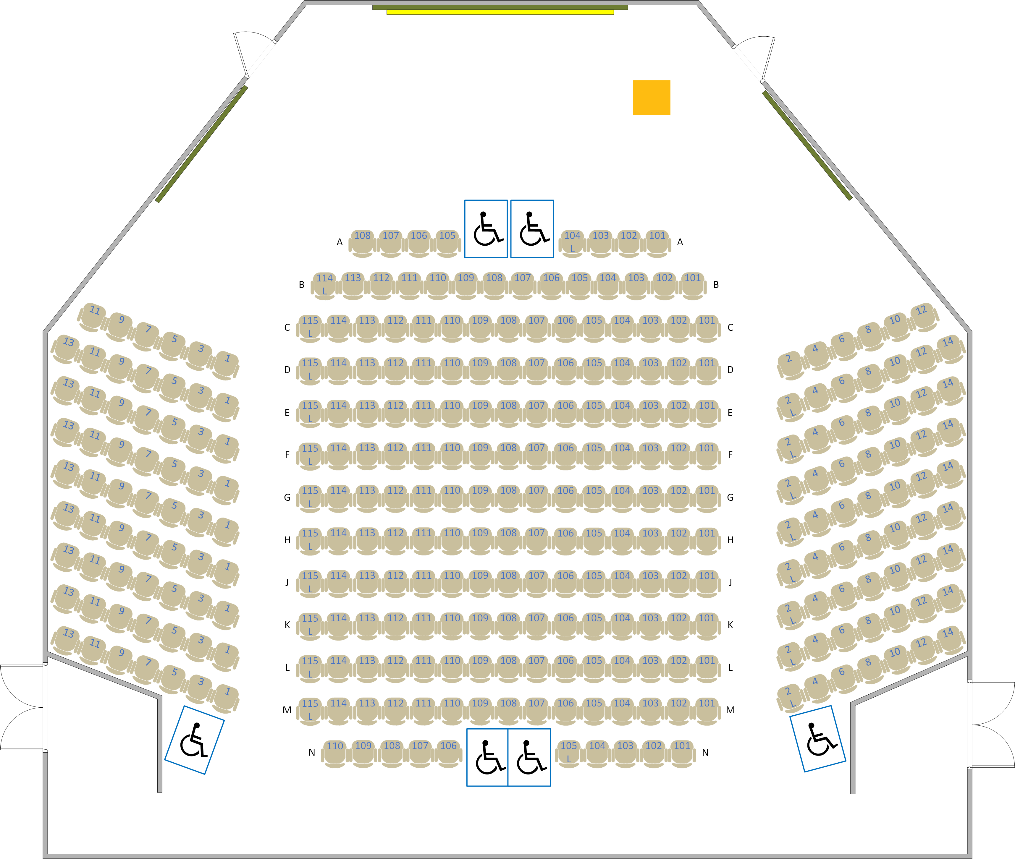 Buchanan Hall - 1910 Seating Chart
